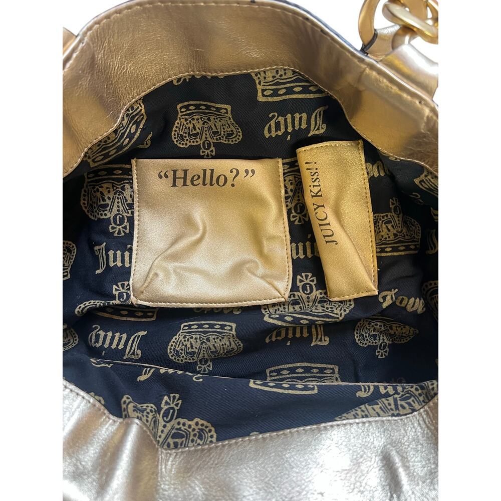 Vintage Juicy Couture Metallic Gold Leather Satchel Y2K P&G Era Bowler Bag - Picture 8 of 12